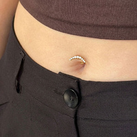 Gold Titanium Clawset Cluster Cubic Zirconia - Threadless 14G - 10mm Floating Navel