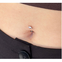  Titanium Heart & Wings Cubic Zirconia - Threadless 14G - 10mm Floating Navel