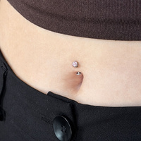  Titanium Flower Pink Cubic Zirconia - Threadless 14G - 10mm Floating Navel