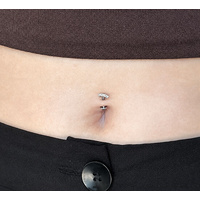  Titanium Square Trio Cubic Zirconia - Threadless 14G - 10mm Floating Navel