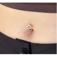  Titanium Bezel Set Trio Cubic Zirconia - Threadless 14G - 10mm Floating Navel