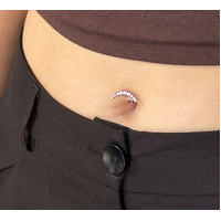  Titanium Clawset Cluster Pink Cubic Zirconia - Threadless 14G - 10mm Floating Navel