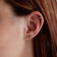 Gold Steel - Premium Zirconia - Butterfly - 5.5mm Threadless Attachment