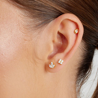 Gold Steel - Premium Zirconia - Diamond - 6mm Threadless Attachment