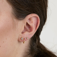 Gold Steel - Cubic Zirconia - Heart - 5mm Threadless Attachment