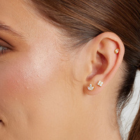 Gold Steel - Pear Cubic Zirconia - 6mm Threadless Attachment