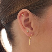 Gold Titanium - Premium Zirconia Cross Cluster - 5mm Threadless Attachment