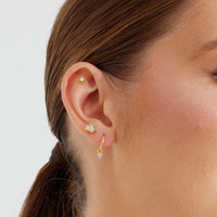 Gold Titanium - Premium Zirconia Sun Design - 4mm Threadless Attachment