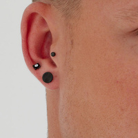 Black Titanium - Premium Zirconia Cross Cluster - 3mm Threadless Attachment