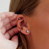 Black Titanium - Premium Zirconia Ball Flower Cluster - 3mm Threadless Attachment