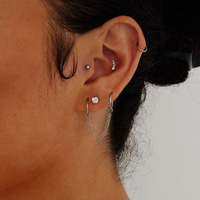 Surgical Steel - Premium Zirconia Ear Piece - Right Ear - 8mm Threadless Attachment