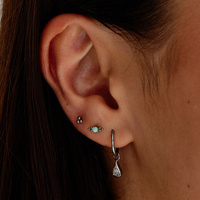 Titanium - Lab Created White Opal - 5mm Threadless Attachment