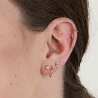 Gold Steel  Premium Crystal Baguette - 4mm Threadless Attachment