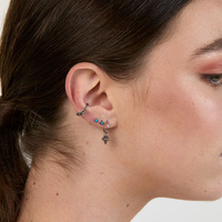Titanium - Lab Created Sapphire Black Opal - 3mm Threadless Attachment