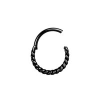 Black Steel Hinged Conch Ring - Twisted Rope Ring