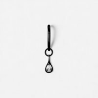 Black Steel Tear Drop Charm - Cubic Zirconia