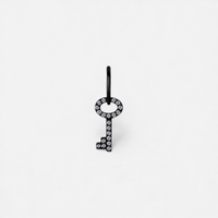 Black Steel Jewelled Key Charm Cubic Zirconia