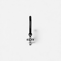 Black Steel Cross Charm - Cubic Zirconia