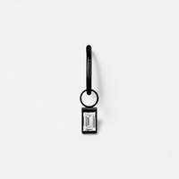 Black Steel Baguette Charm - Cubic Zirconia