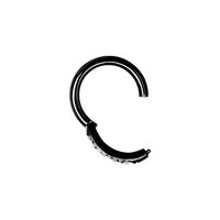 Black Steel Hinged Ring - Premium Zirconia