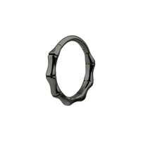 Black Steel Hinged Ring - Bamboo Design