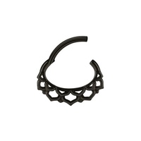 Black Steel Septum Ring - Lotus Flower 16 Gauge - 9mm