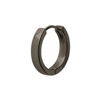 Black Steel Plain Hoop Earrings 20 Gauge - 12mm