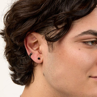 Black Steel Hoop Earrings - Pyramid Design 20 Gauge - 9mm