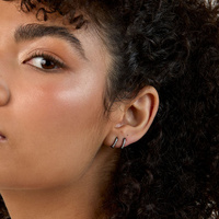 Black Steel Hoop Earrings - Cubic Zirconia 20 Gauge - 7mm