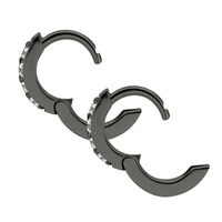 Black Steel Huggies Hoop Earrings - Cubic Zirconia 20 Gauge - 5mm