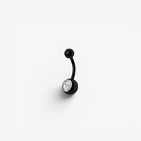 Black Steel Single Jewelled Belly Ring