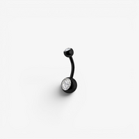 Black Steel Double Jewelled Belly Ring