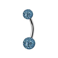 Surgical Steel Belly Ring - Epoxy Jewelled Balls