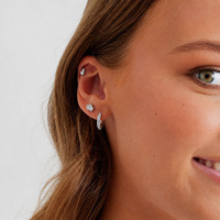 Surgical Steel Hoop Earrings - Cubic Zirconia 20 Gauge - 10mm