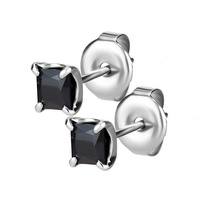 Surgical Steel Ear Studs - Square Cubic Zirconia
