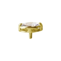 18K Gold Attachment for (Type S) Internal Thread Labret - Marquise Shape Premium Zirconia - 5mm