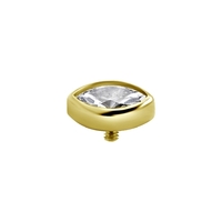 18K Gold Attachment for Internal Thread Labret - Marquise Shape Premium Zirconia - 6mm