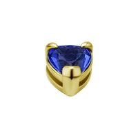 18K Gold Attachment for Internal Thread Labret - Premium Royal Blue Topaz Heart - 4mm