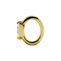 18K Gold Hinged Oval Rook Clicker Round Profile - Premium Zirconia 16 Gauge 5mmx7mm