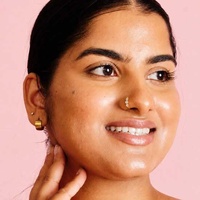 Gold Steel L-Shape Ring Nose Stud - Crystal Trio