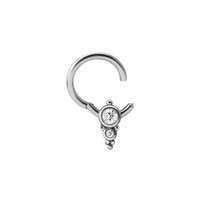 Surgical Steel Hinged Clicker Ring - Double Crystal