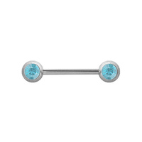 Surgical Steel Nipple Bar - Double Gem
