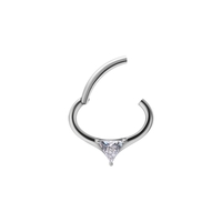Surgical Steel Septum Ring - Triangle Cubic Zirconia