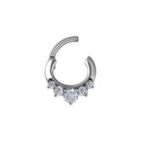Surgical Steel Hinged Clicker - 5 Prong Cubic Zirconia Crown 16 Gauge - 6mm