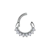 Surgical Steel Hinged Clicker - 8 Prong Cubic Zirconia Crown 16 Gauge - 6mm