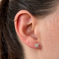 Gold Titanium - Cubic Zirconia Blossom - Threadless 18G - 7mm Flatback Stud