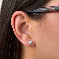 Titanium -  Cubic Zirconia Sunflower - Threadless 18G - 7mm Flatback Stud