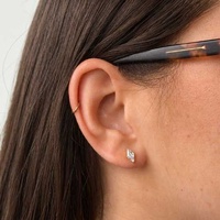 Gold Titanium - Cubic Zirconia Diamond - Threadless 18G - 7mm Flatback Stud