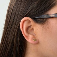 Gold Titanium - Butterfly Outline - Threadless 18G - 7mm Flatback Stud