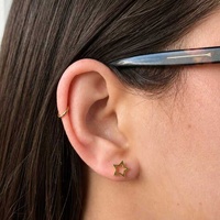 Gold Titanium - Star Outline - Threadless 18G - 7mm Flatback Stud
